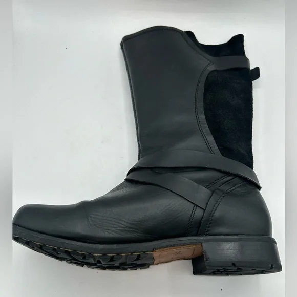 OluKai Black Pa'ia Buckle Pull On Suede Leather Boot Size 9 Bikercore Grunge - Picture 7 of 11